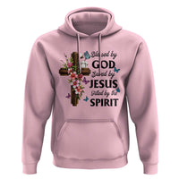 Blessed By God Saved By Jesus Hoodie Floral Cross Christian Faith Inspirational