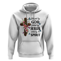 Blessed By God Saved By Jesus Hoodie Floral Cross Christian Faith Inspirational