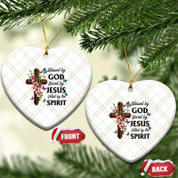 Blessed By God Saved By Jesus Ceramic Ornament Floral Cross Christian Faith Inspirational