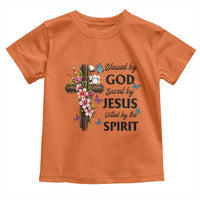 Blessed By God Saved By Jesus Toddler T Shirt Floral Cross Christian Faith Inspirational