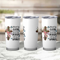 Blessed By God Saved By Jesus Tumbler Cup Floral Cross Christian Faith Inspirational