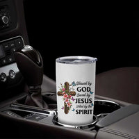 Blessed By God Saved By Jesus Tumbler Cup Floral Cross Christian Faith Inspirational
