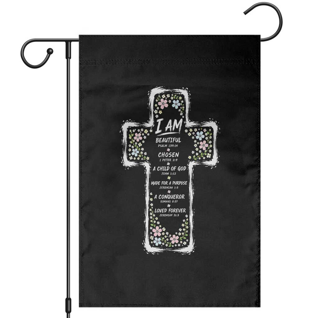 Christian Floral Cross Affirmation Garden Flag Bible Verse Inspirational Faith Girl Christening Floral
