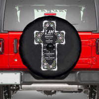 Christian Floral Cross Affirmation Spare Tire Cover Bible Verse Inspirational Faith Girl Christening Floral