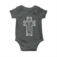 Christian Floral Cross Affirmation Baby Onesie Bible Verse Inspirational Faith Girl Christening Floral