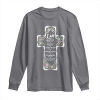 Christian Floral Cross Affirmation Long Sleeve Shirt Bible Verse Inspirational Faith Girl Christening Floral