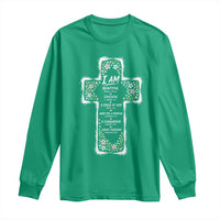 Christian Floral Cross Affirmation Long Sleeve Shirt Bible Verse Inspirational Faith Girl Christening Floral