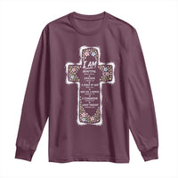 Christian Floral Cross Affirmation Long Sleeve Shirt Bible Verse Inspirational Faith Girl Christening Floral