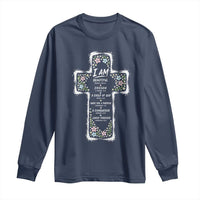 Christian Floral Cross Affirmation Long Sleeve Shirt Bible Verse Inspirational Faith Girl Christening Floral