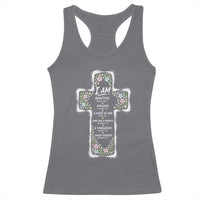 Christian Floral Cross Affirmation Racerback Tank Top Bible Verse Inspirational Faith Girl Christening Floral