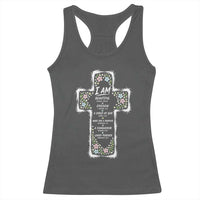 Christian Floral Cross Affirmation Racerback Tank Top Bible Verse Inspirational Faith Girl Christening Floral