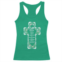 Christian Floral Cross Affirmation Racerback Tank Top Bible Verse Inspirational Faith Girl Christening Floral