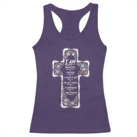 Christian Floral Cross Affirmation Racerback Tank Top Bible Verse Inspirational Faith Girl Christening Floral