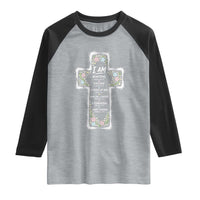 Christian Floral Cross Affirmation Raglan Shirt Bible Verse Inspirational Faith Girl Christening Floral