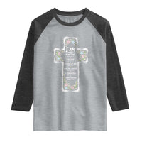 Christian Floral Cross Affirmation Raglan Shirt Bible Verse Inspirational Faith Girl Christening Floral