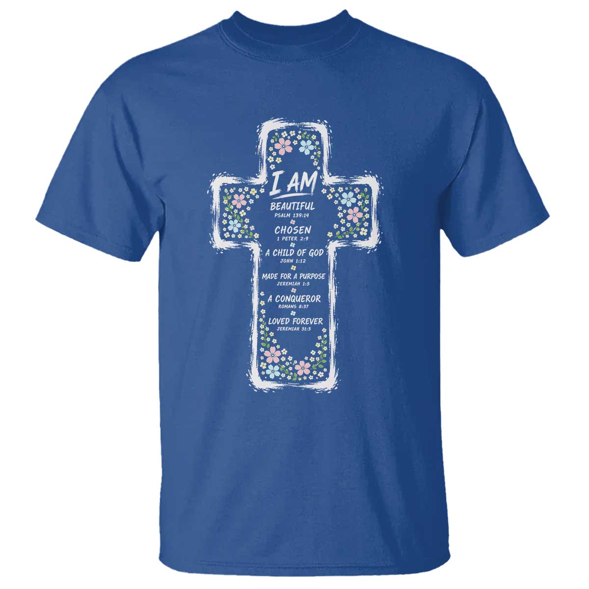 Christian Floral Cross Affirmation T Shirt Bible Verse Inspirational Faith Girl Christening Floral
