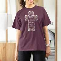 Christian Floral Cross Affirmation T Shirt For Women Bible Verse Inspirational Faith Girl Christening Floral