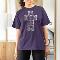 Christian Floral Cross Affirmation T Shirt For Women Bible Verse Inspirational Faith Girl Christening Floral