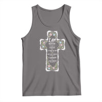 Christian Floral Cross Affirmation Tank Top Bible Verse Inspirational Faith Girl Christening Floral