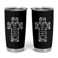 Christian Floral Cross Affirmation Tumbler Cup Bible Verse Inspirational Faith Girl Christening Floral