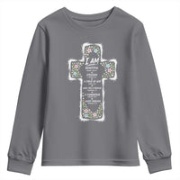 Christian Floral Cross Affirmation Youth Sweatshirt Bible Verse Inspirational Faith Girl Christening Floral