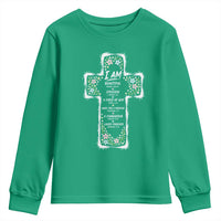Christian Floral Cross Affirmation Youth Sweatshirt Bible Verse Inspirational Faith Girl Christening Floral