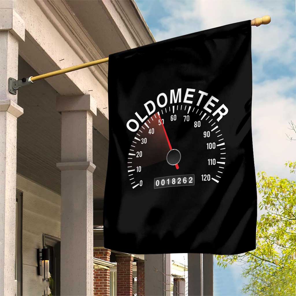 Funny 50th Birthday Garden Flag Oldometer Odometer 50 Year Old Joke