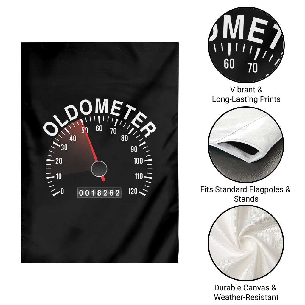 Funny 50th Birthday Garden Flag Oldometer Odometer 50 Year Old Joke