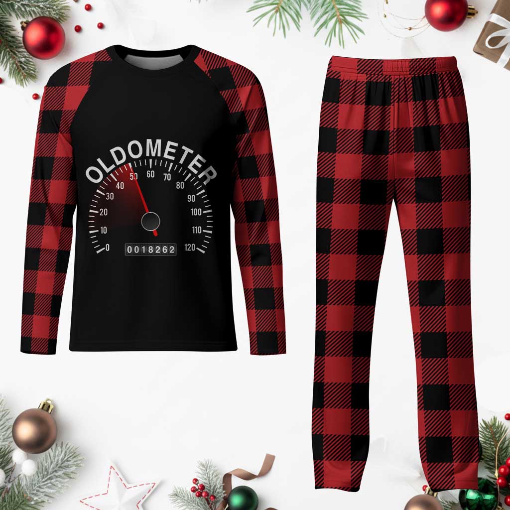 Funny 50th Birthday Plaid Pajama Set Oldometer Odometer 50 Year Old Joke