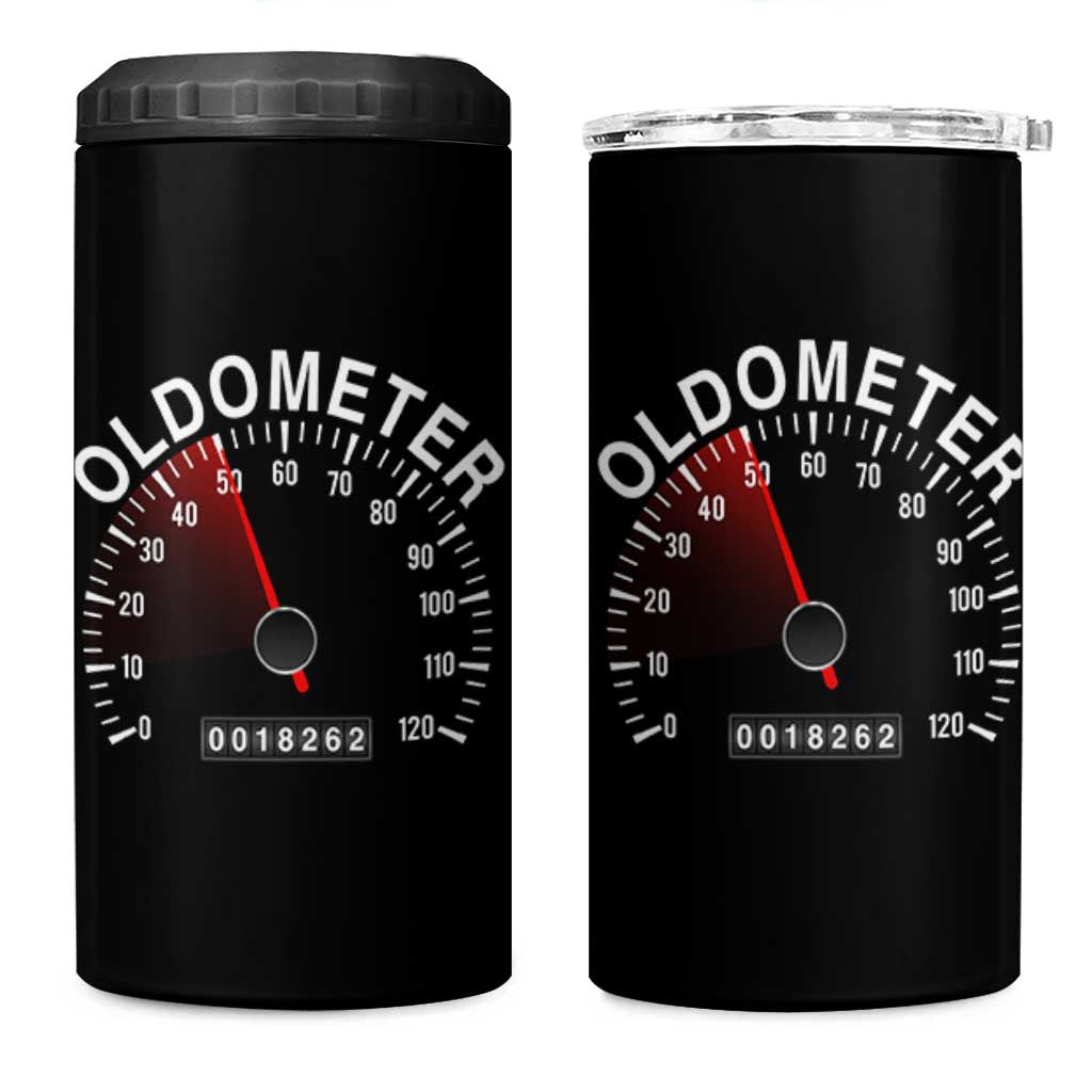 Funny 50th Birthday 4 in 1 Can Cooler Tumbler Oldometer Odometer 50 Year Old Joke