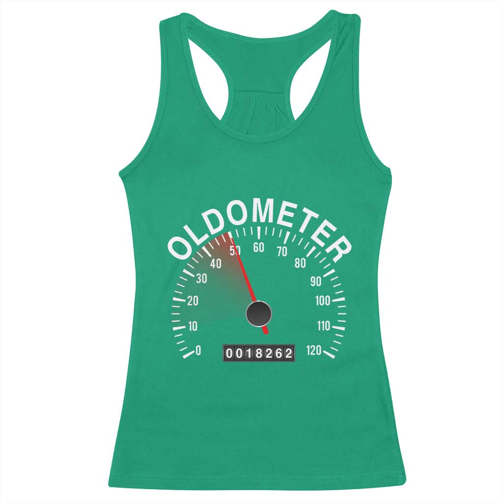 Funny 50th Birthday Racerback Tank Top Oldometer Odometer 50 Year Old Joke