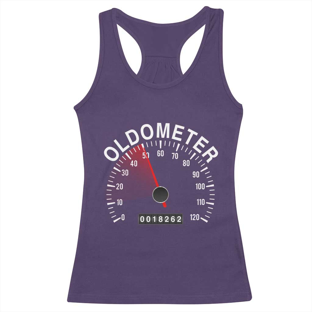 Funny 50th Birthday Racerback Tank Top Oldometer Odometer 50 Year Old Joke