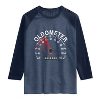 Funny 50th Birthday Raglan Shirt Oldometer Odometer 50 Year Old Joke