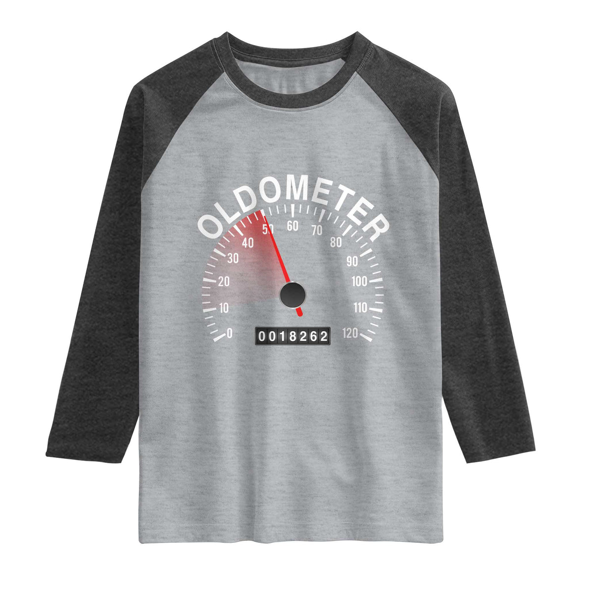 Funny 50th Birthday Raglan Shirt Oldometer Odometer 50 Year Old Joke