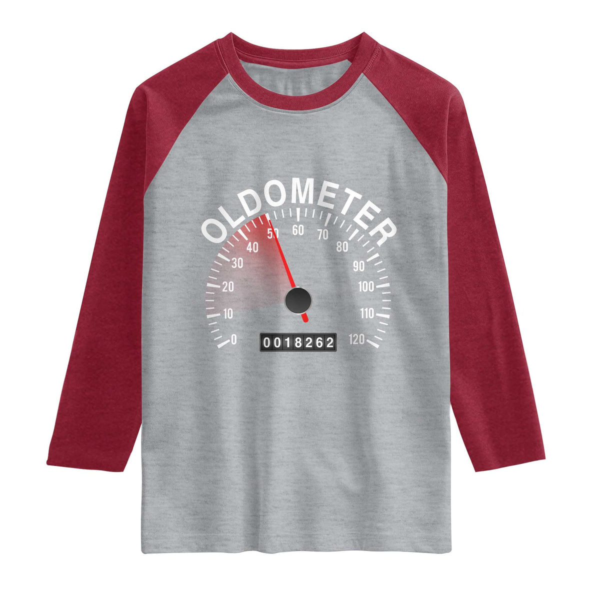 Funny 50th Birthday Raglan Shirt Oldometer Odometer 50 Year Old Joke