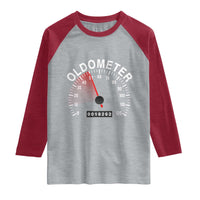 Funny 50th Birthday Raglan Shirt Oldometer Odometer 50 Year Old Joke