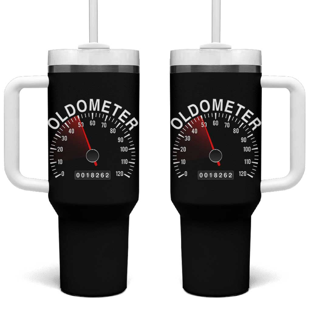 Funny 50th Birthday Tumbler With Handle Oldometer Odometer 50 Year Old Joke