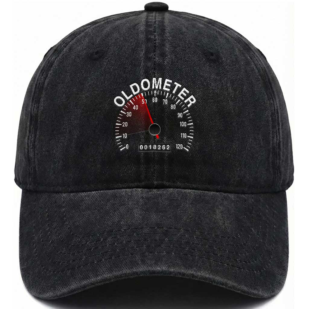 Funny 50th Birthday Washed Cotton Baseball Cap Oldometer Odometer 50 Year Old Joke