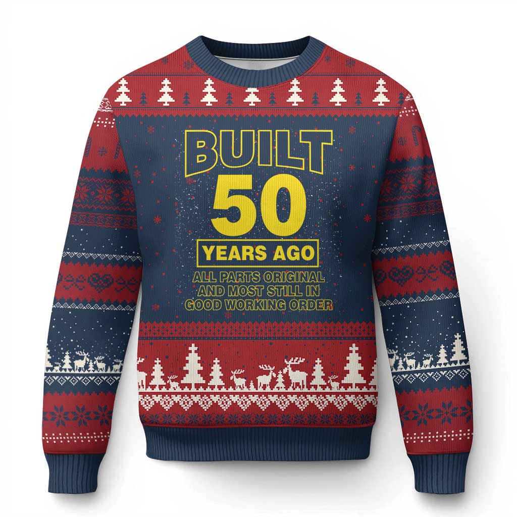 Funny 50th Birthday Ugly Christmas Sweater Galaxy Built 50 Years Ago Parts Original