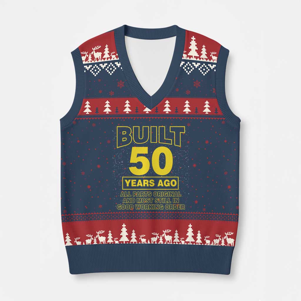 Funny 50th Birthday V-Neck Knit Sweater Vest Galaxy Built 50 Years Ago Parts Original