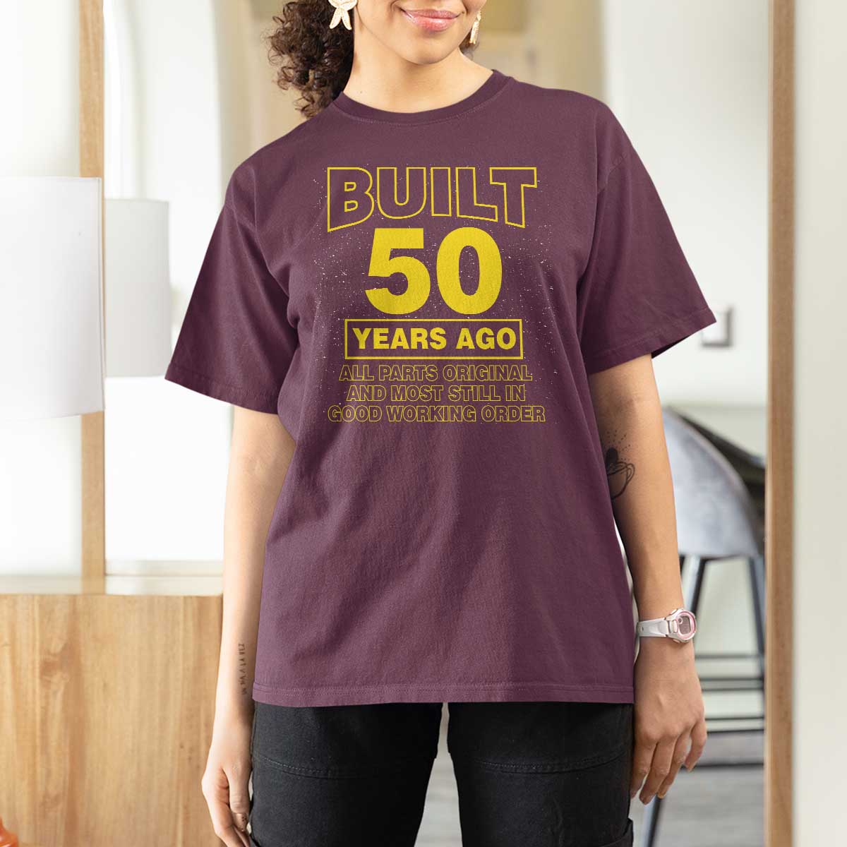 Funny 50th Birthday T Shirt For Women Galaxy Built 50 Years Ago Parts Original