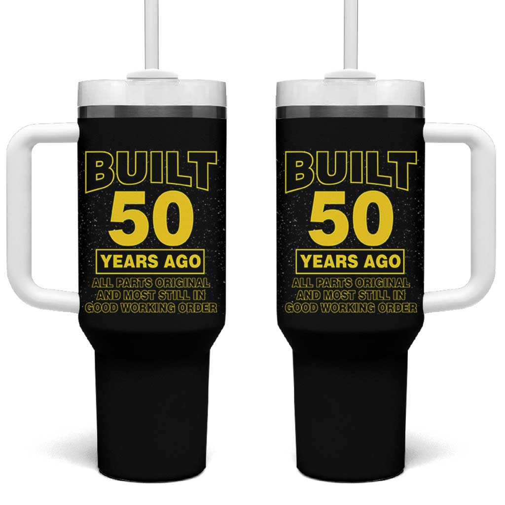 Funny 50th Birthday Tumbler With Handle Galaxy Built 50 Years Ago Parts Original