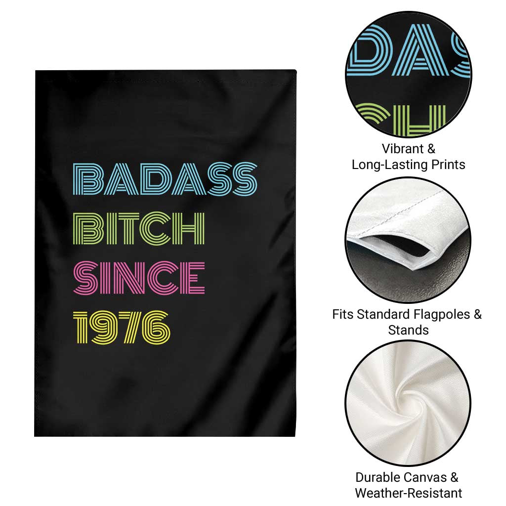 Funny 50th Birthday Garden Flag Retro Vintage Badass Bih Since 1976