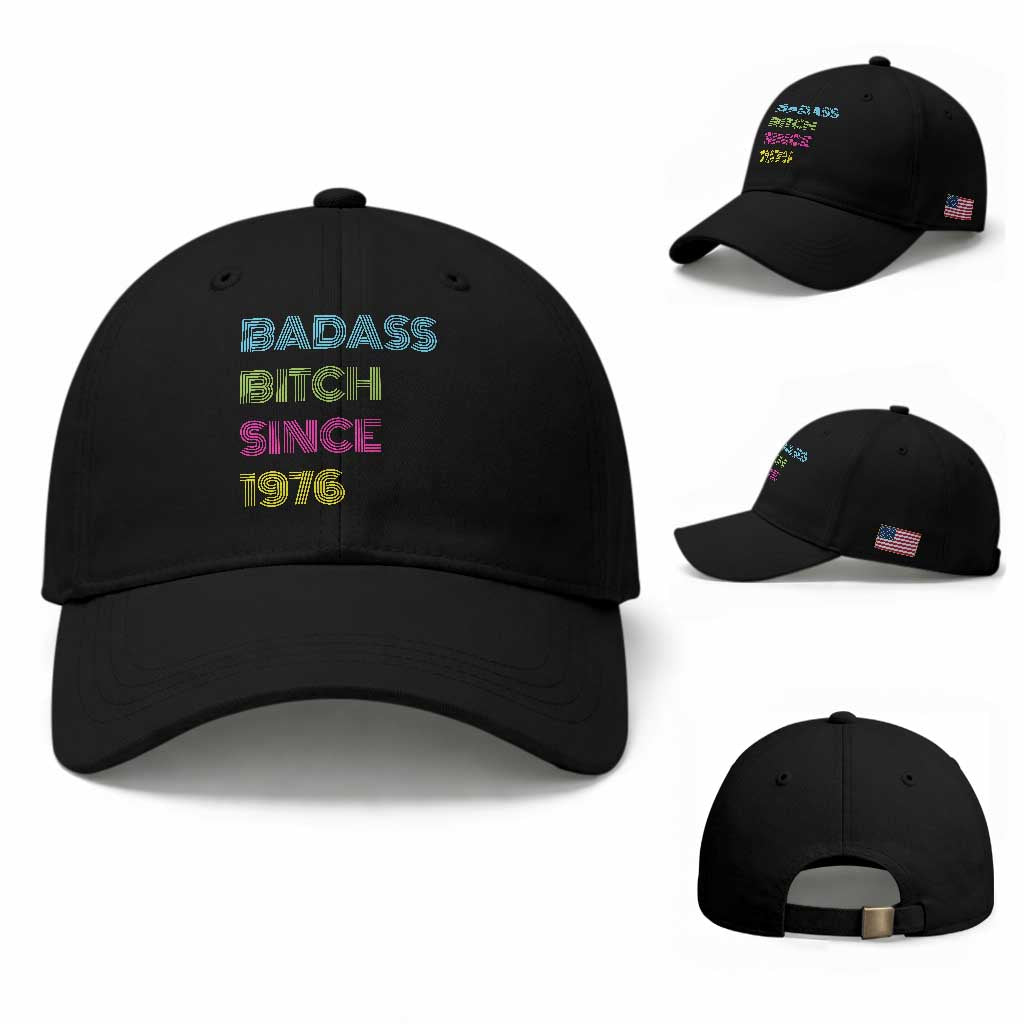 Funny 50th Birthday Baseball Cap Retro Vintage Badass Bih Since 1976
