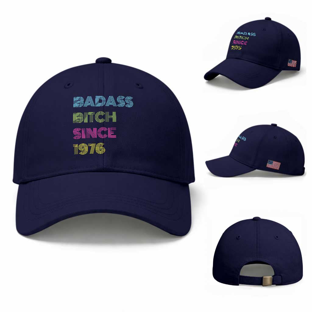 Funny 50th Birthday Baseball Cap Retro Vintage Badass Bih Since 1976