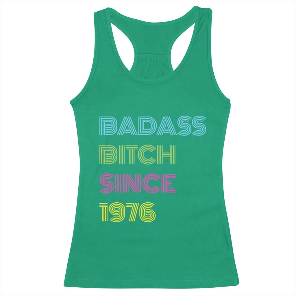 Funny 50th Birthday Racerback Tank Top Retro Vintage Badass Bih Since 1976