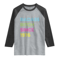 Funny 50th Birthday Raglan Shirt Retro Vintage Badass Bih Since 1976