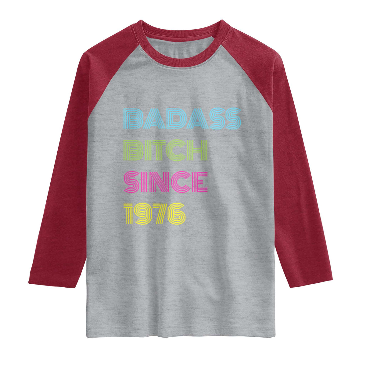 Funny 50th Birthday Raglan Shirt Retro Vintage Badass Bih Since 1976