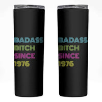 Funny 50th Birthday Skinny Tumbler Retro Vintage Badass Bih Since 1976