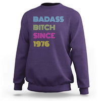 Funny 50th Birthday Sweatshirt Retro Vintage Badass Bih Since 1976